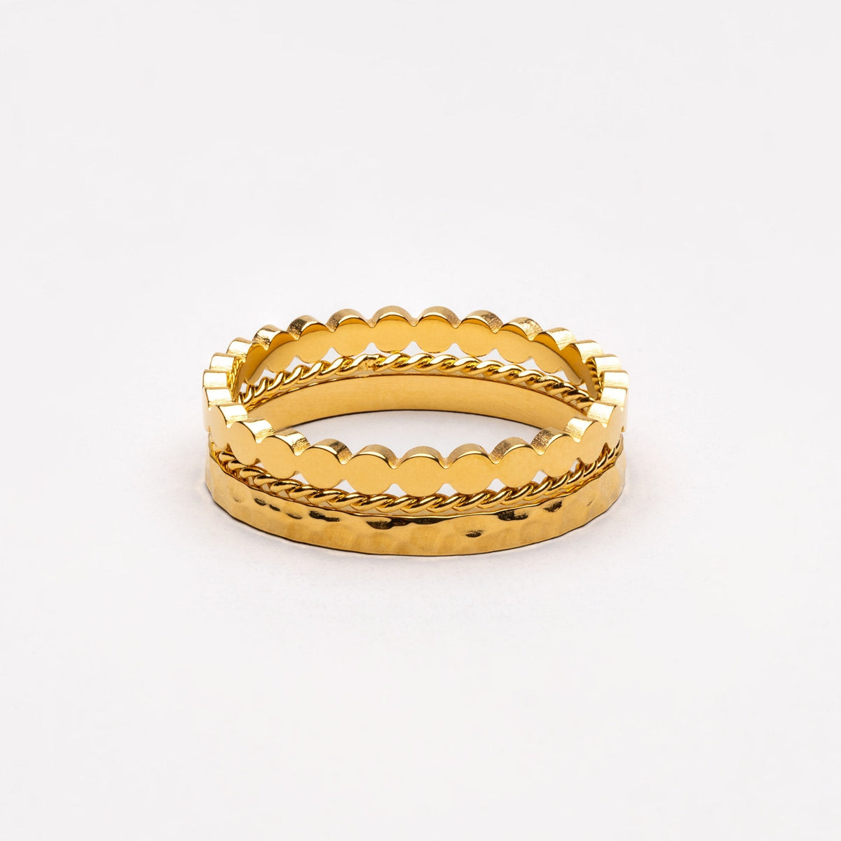 Bruce & Co Daily – Three Textured Stacking Rings Set