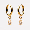 Bruce & Co Oval Rose-Tone Stone Drop Hoop Earrings