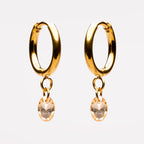Bruce & Co Oval Rose-Tone Stone Drop Hoop Earrings