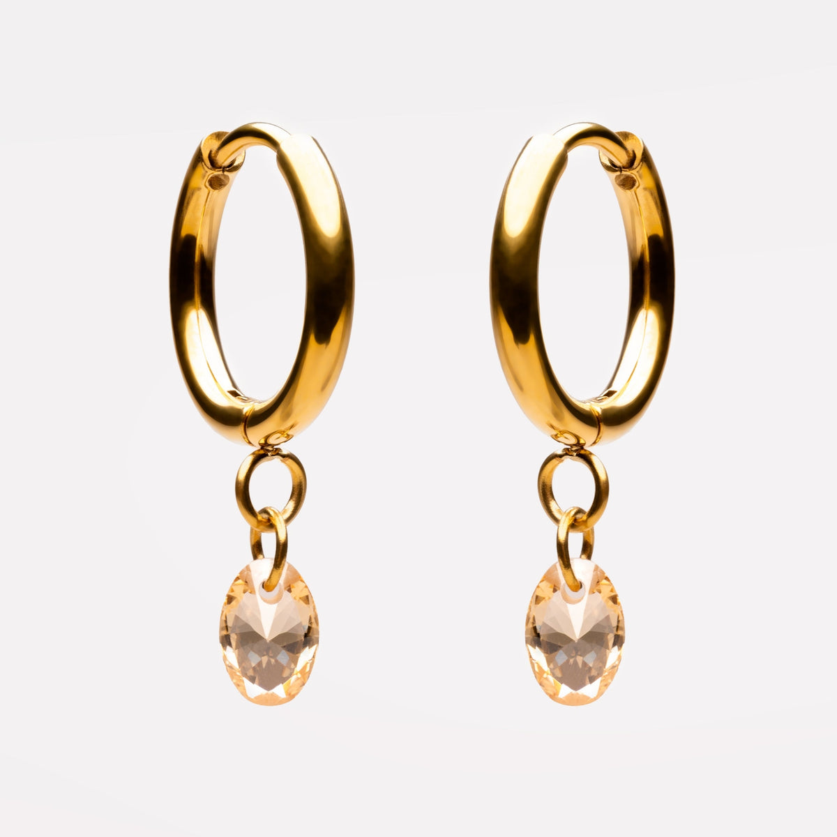 Bruce & Co Oval Rose-Tone Stone Drop Hoop Earrings