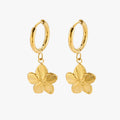 Bruce & Co Sakura – Flower Charm Hoop Earrings, Gold PVD Steel