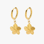 Bruce & Co Sakura – Flower Charm Hoop Earrings, Gold PVD Steel