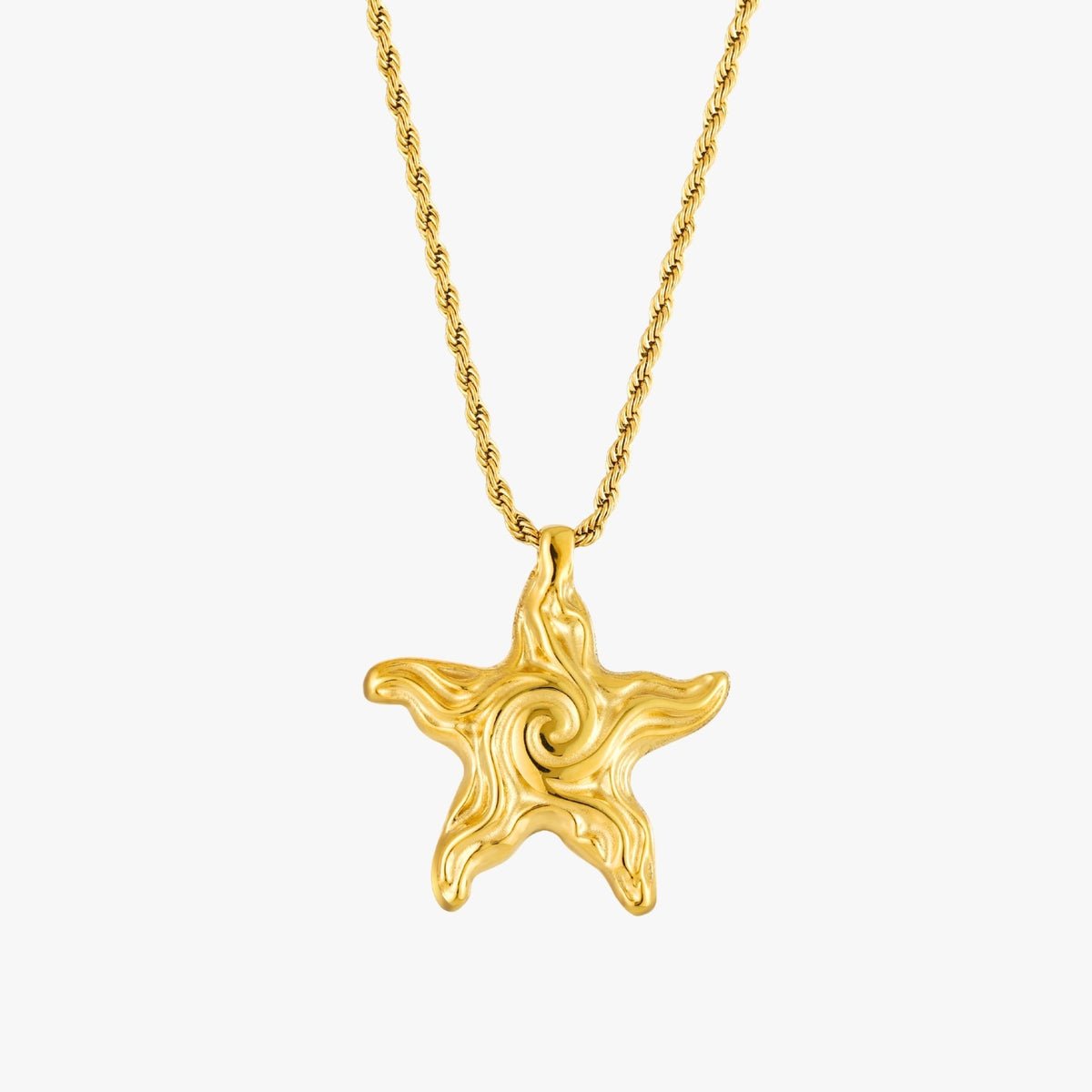 Bruce & Co Spiral Starfish Pendant Necklace, Gold PVD Steel