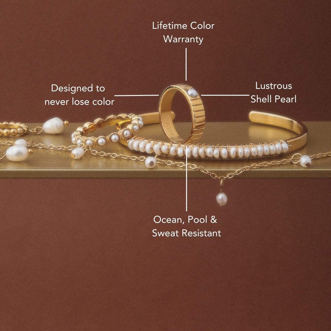 Bruce & Co Moana – Shell Pearl Grooved Band Ring