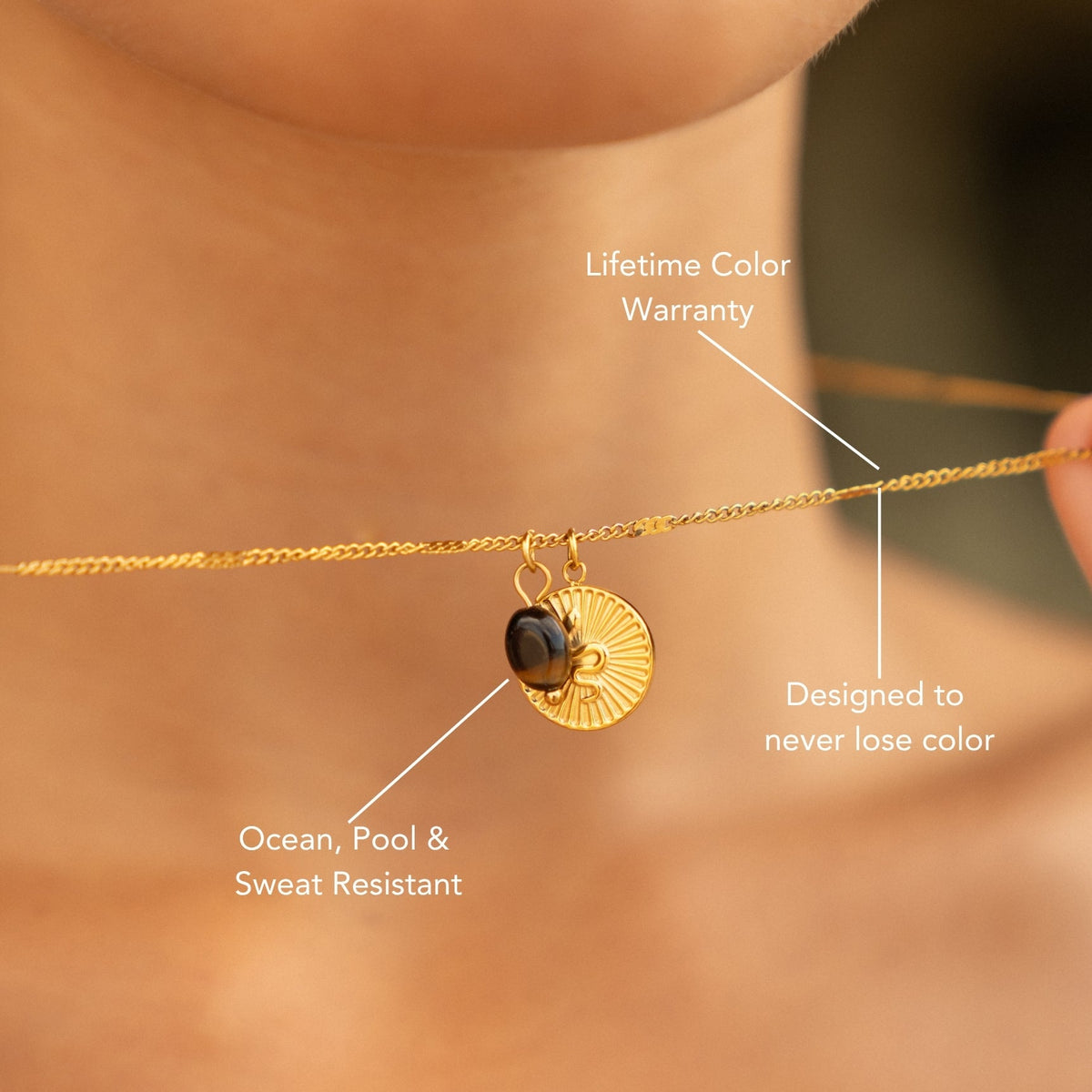 Bruce & Co Snake Coin and Tiger Eye Necklace, Steel