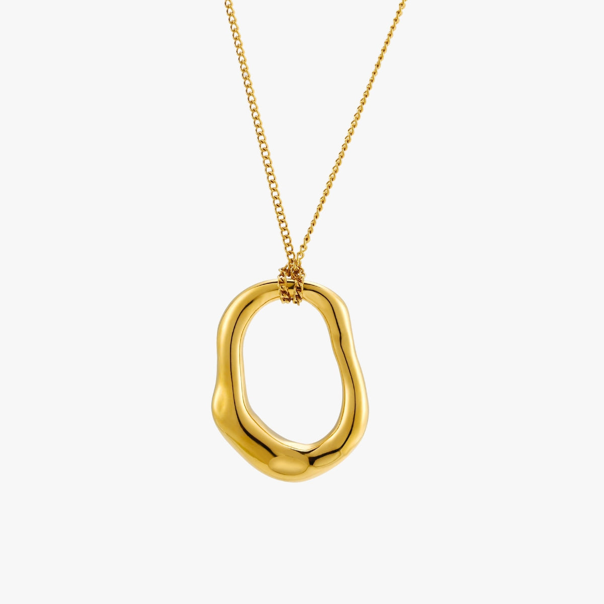 Bruce & Co Solstice – Organic Oval Pendant Necklace, Gold PVD Steel