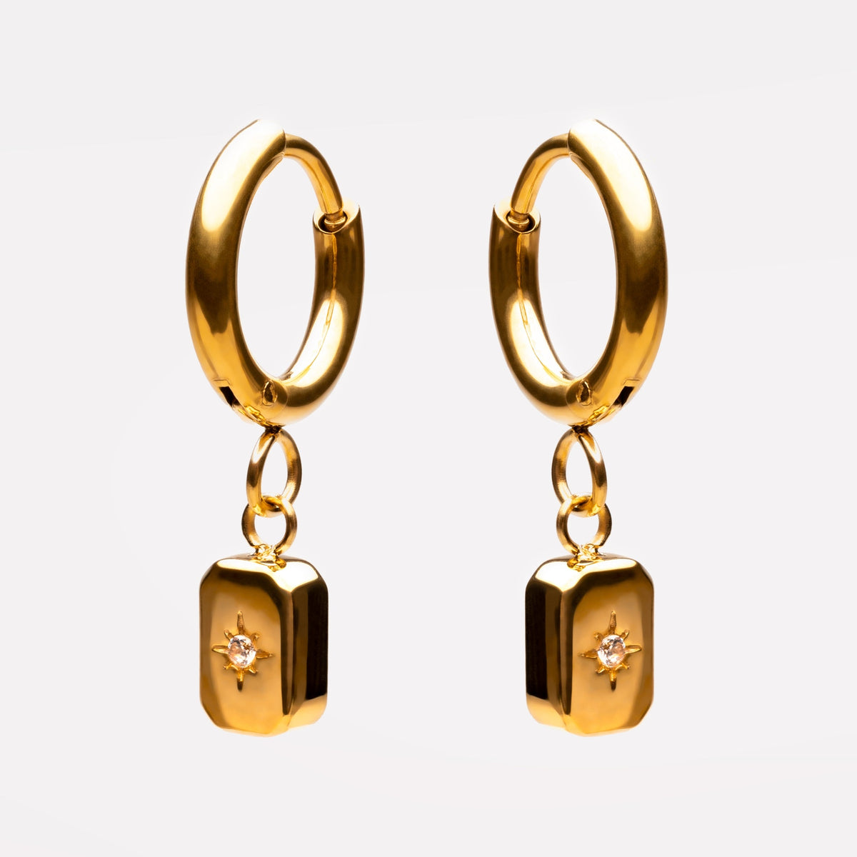 Bruce & Co Celestial – Star-Set Zircon Charm Hoop Earrings