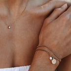 Bruce & Co Señora – Double Chain Coin and Freshwater Pearl Bracelet