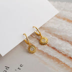 Bruce & Co Helios – Sunburst Zirconia Hoop Earrings, 925 Silver