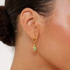 Bruce & Co Opal Sea Turtle Charm Hoop Earrings, Gold PVD Steel