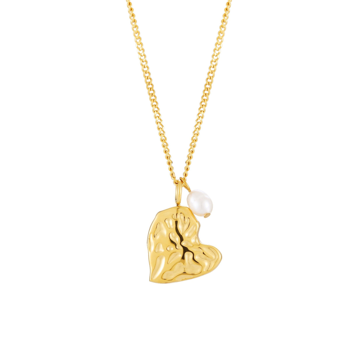 Bruce & Co Valentine – Textured Heart and Pearl Necklace