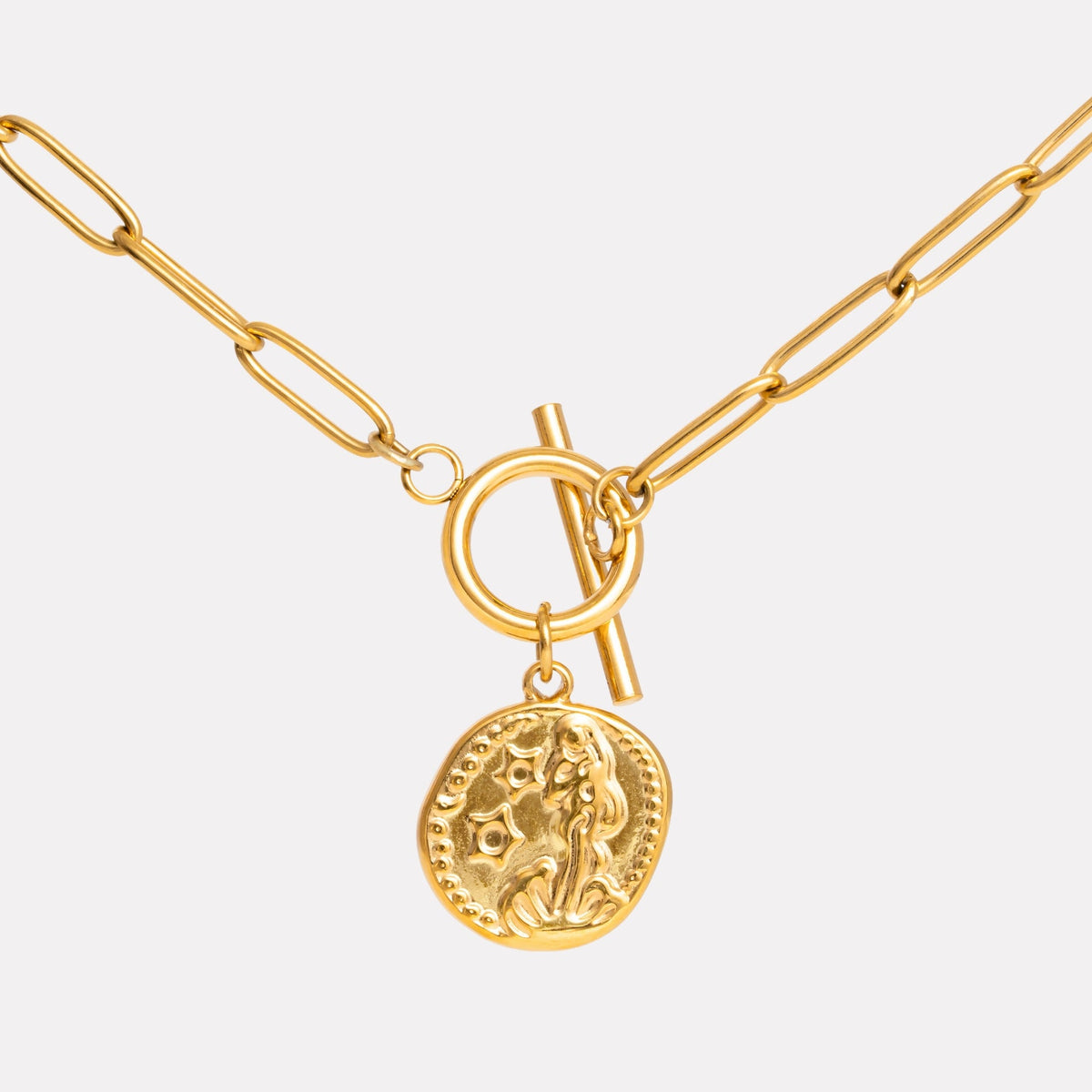 Bruce & Co Venus – Coin Pendant Paperclip Necklace, 44 cm