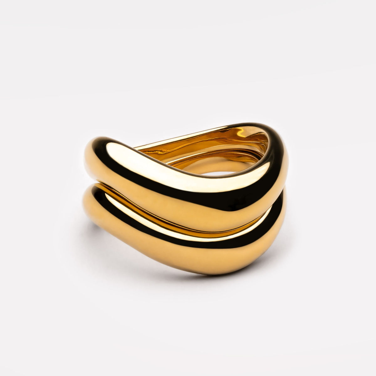 Bruce & Co Double Trouble – Two Sculpted Wave Rings Set