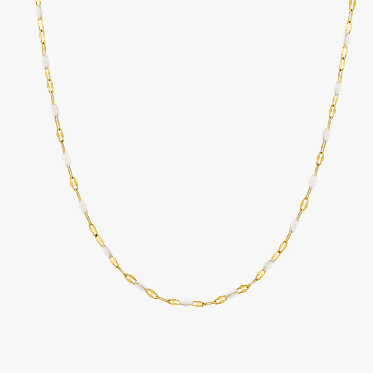 Bruce & Co White Enamel Choker Necklace, 2 mm, Gold PVD Steel