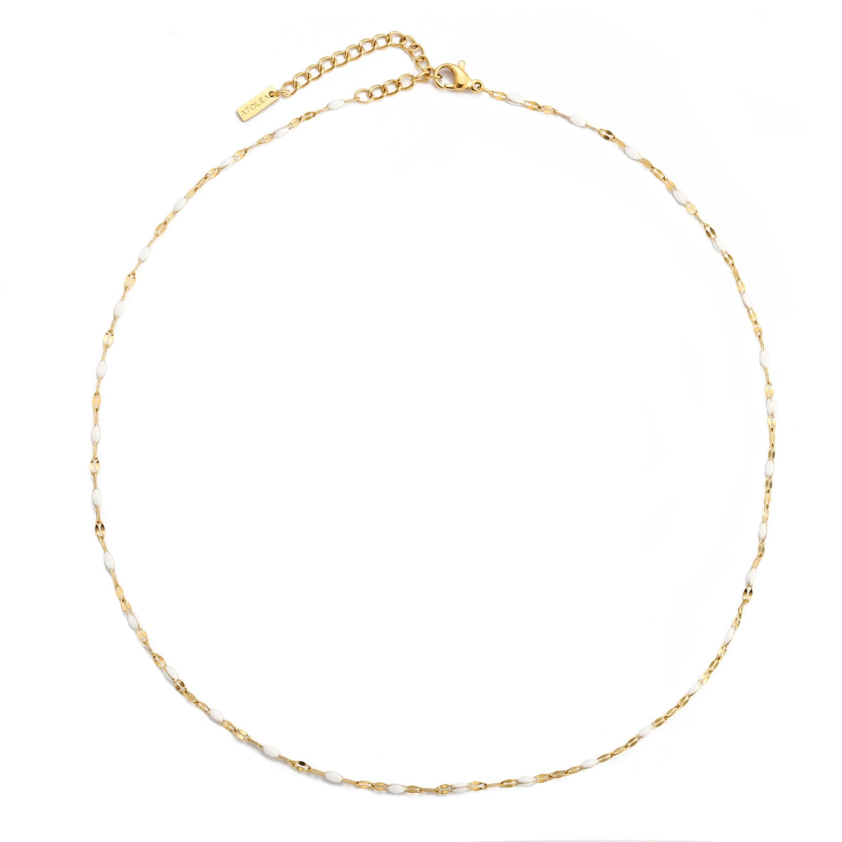 Bruce & Co White Enamel Choker Necklace, 2 mm, Gold PVD Steel