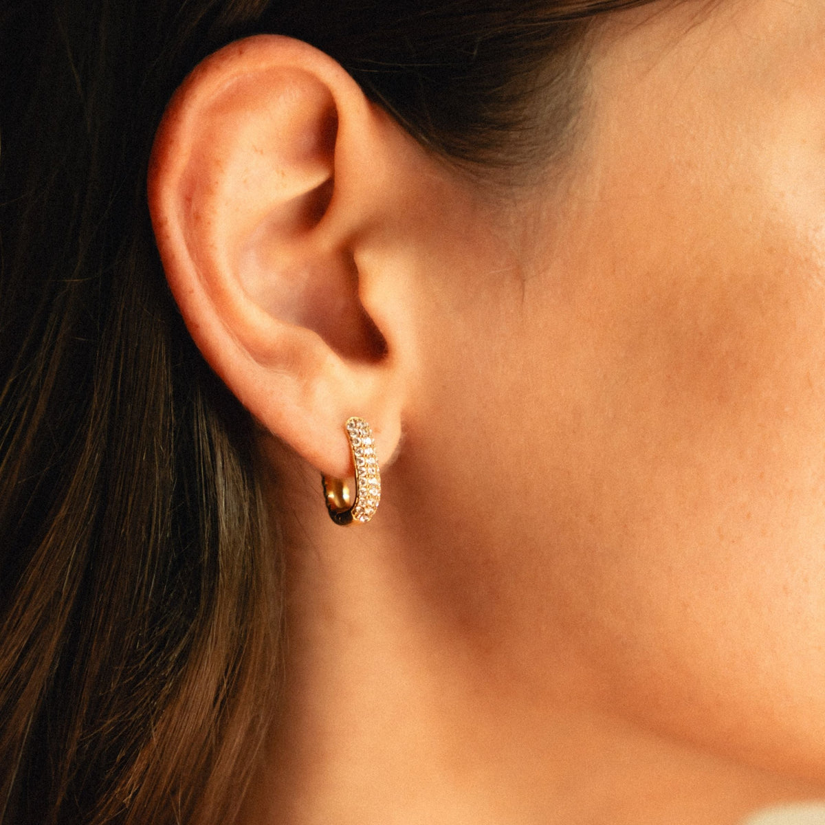 Bruce & Co Glacier – Clear Zircon Oval Huggie Earrings