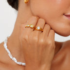 Bruce & Co Zesty – Yellow Zircon Two-Stone Swirl Ring, Stainless Steel