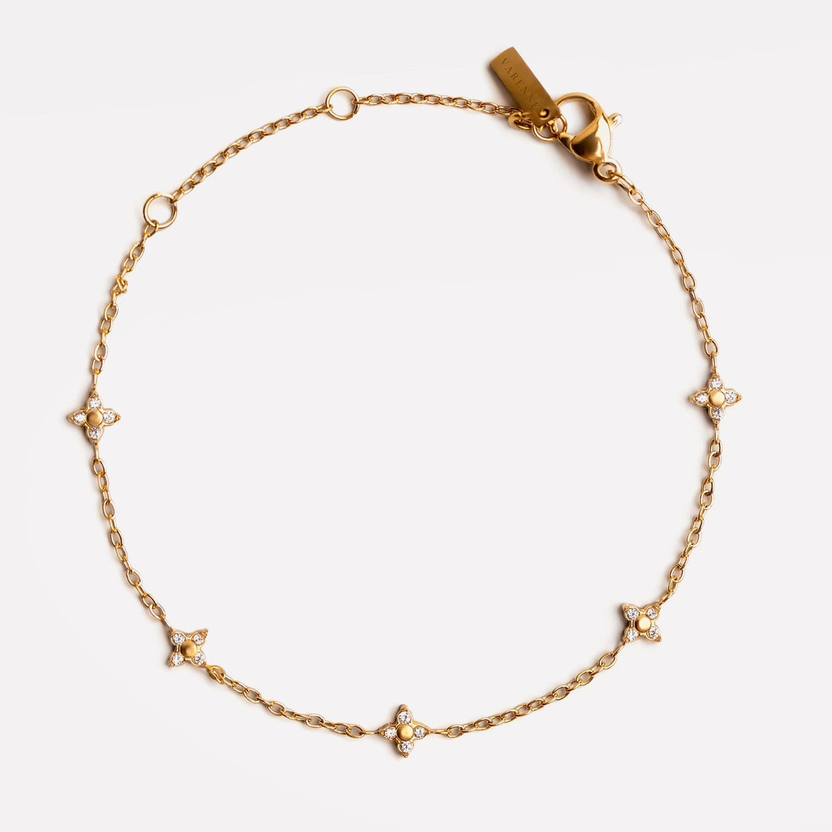 Bruce & Co Quatrefoil Zircon Station Bracelet, Steel