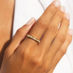 Bruce & Co White Zircon Baguette Eternity Ring, 18K Gold PVD Steel