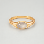 Bruce & Co Oval Moonstone Ring, Stainless Steel