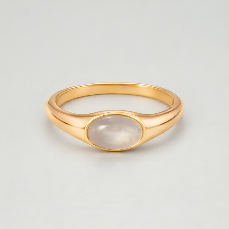 Bruce & Co Oval Moonstone Ring, Stainless Steel