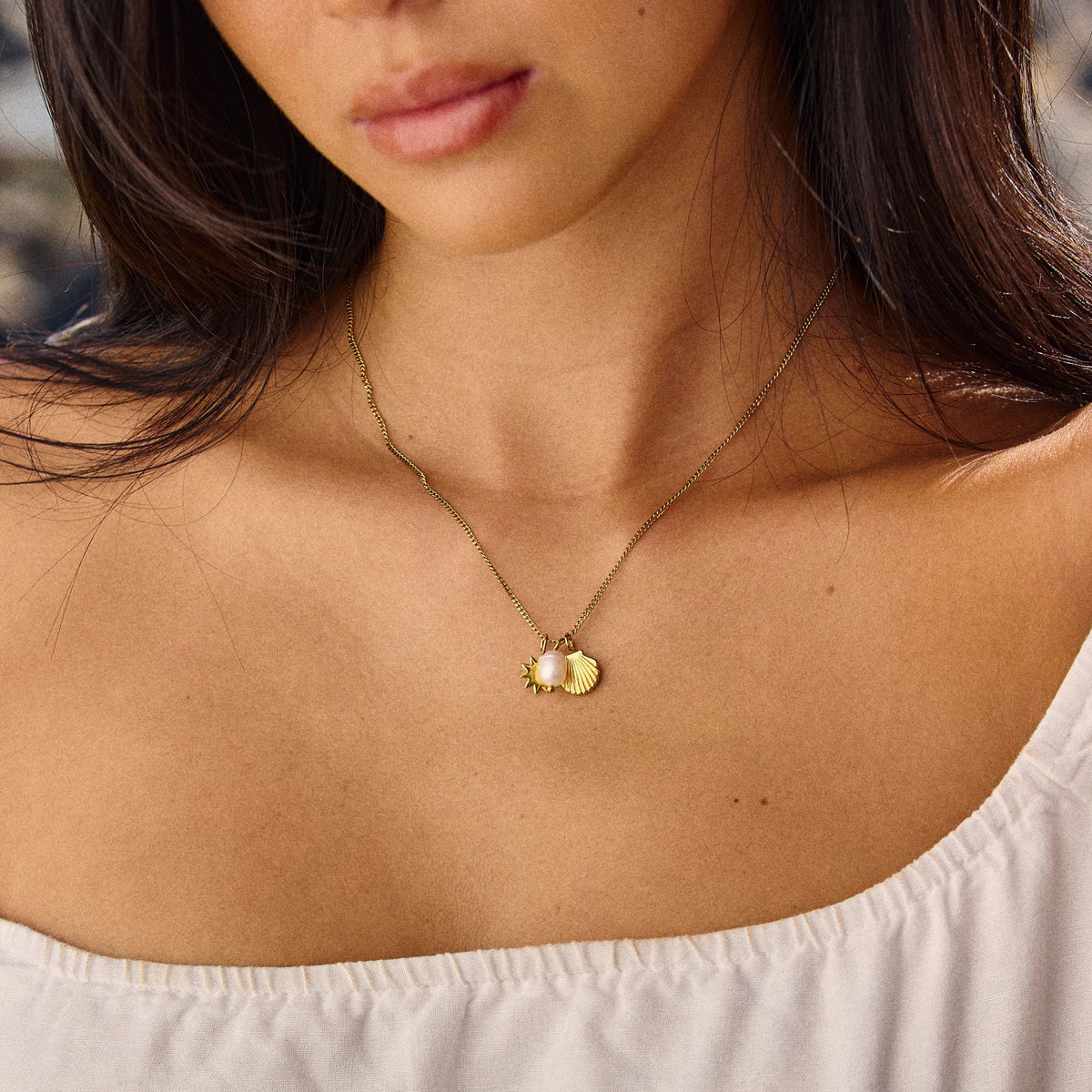 Bruce & Co Sun Shell and Freshwater Pearl Necklace