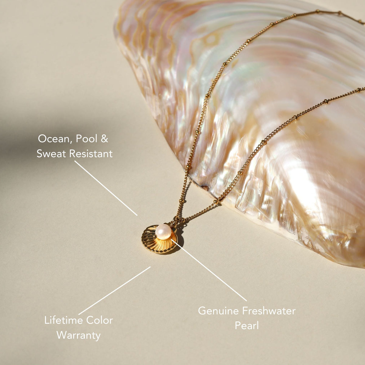 Bruce & Co Reversible Shell and Pearl Pendant Necklace