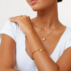 Bruce & Co Isle – Freshwater Pearl Charm Bangle, Gold PVD Steel