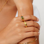 Bruce & Co Ivy – Green Zircon Ring, Gold PVD Stainless Steel