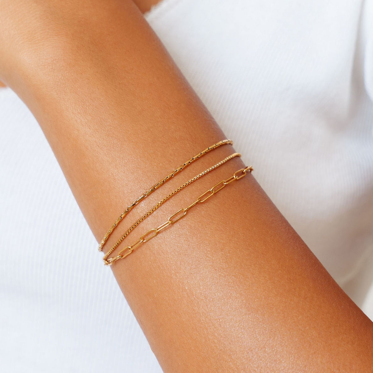 Bruce & Co Triple Layered Chain Bracelet, Stainless Steel