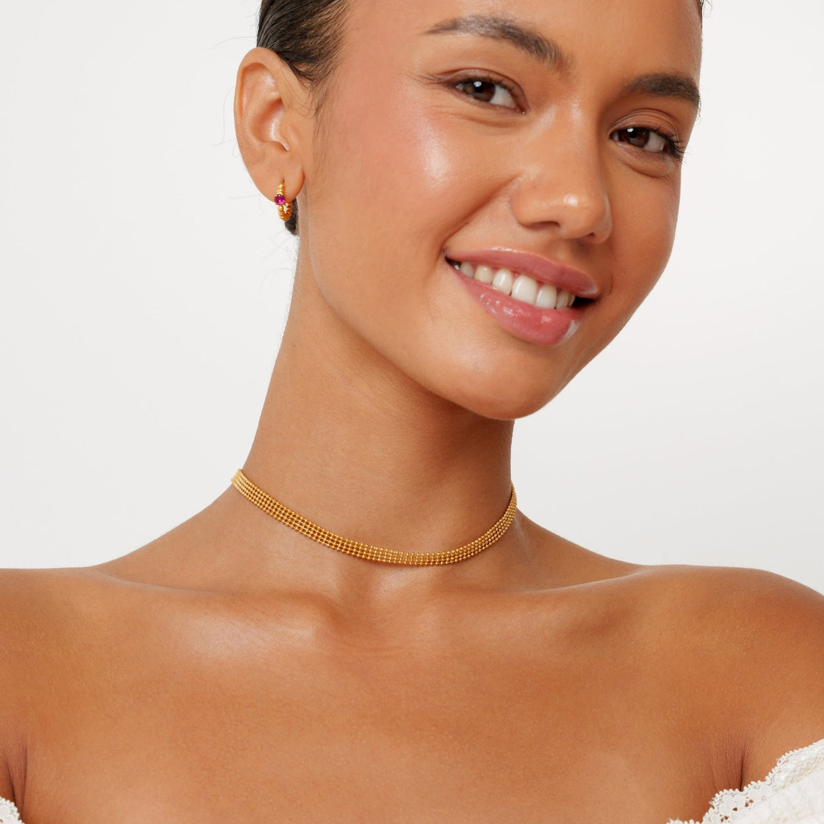 Bruce & Co Mesh Choker Necklace, 6 mm, 18K Gold PVD Steel