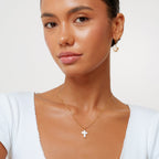 Bruce & Co Mother-of-Pearl Cross Necklace, Stainless Steel