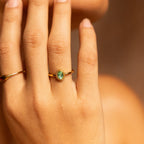 Bruce & Co Olivia – Green Glass Oval Ring, Gold PVD Steel