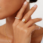 Bruce & Co Opal Row Band Ring, Stainless Steel
