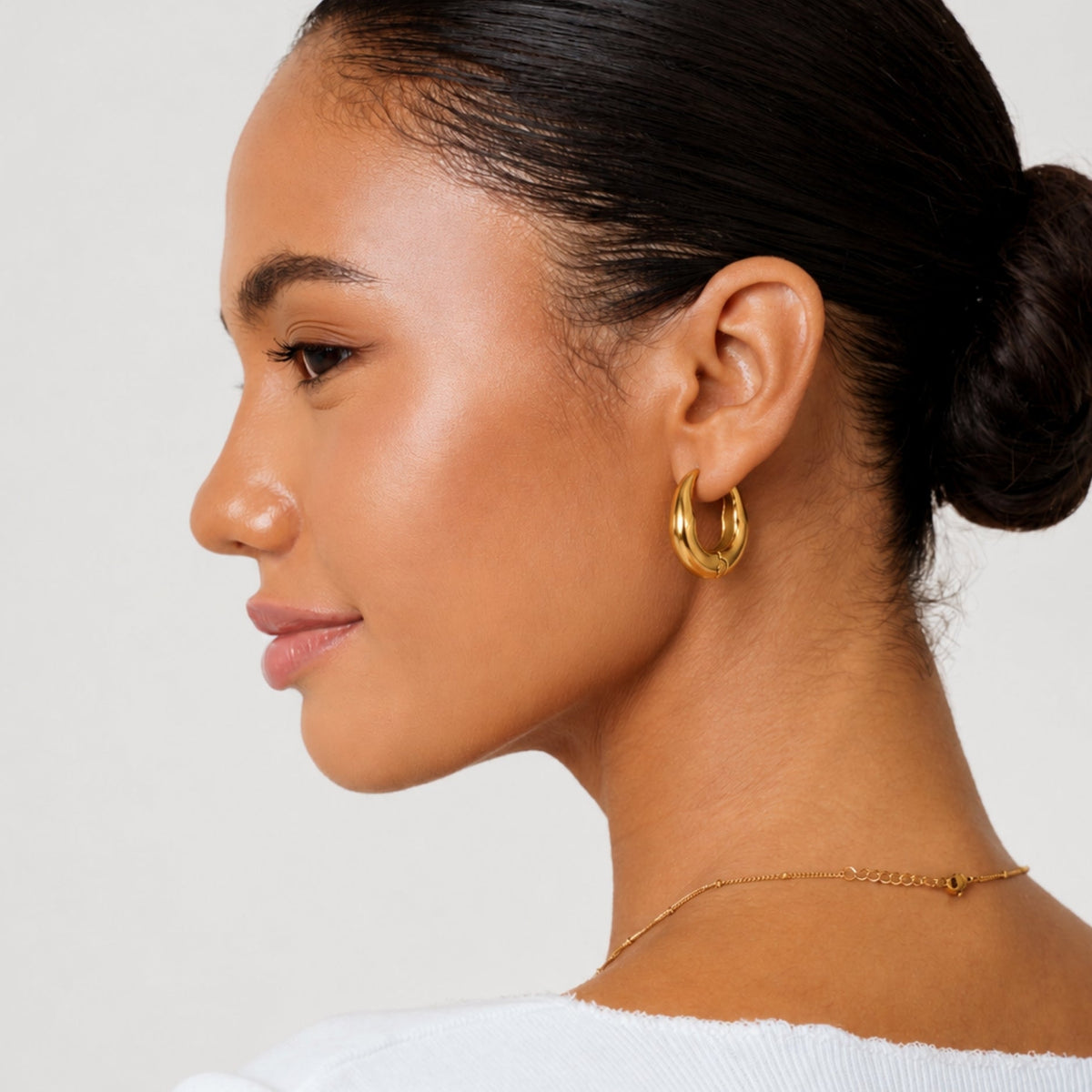Bruce & Co Organic Sculpted Hoop Earrings, 20 mm, Stainless Steel