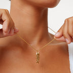 Bruce & Co Fishbone Pendant Rope Chain Necklace, Gold PVD Steel