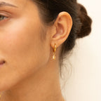 Bruce & Co Oval Rose-Tone Stone Drop Hoop Earrings