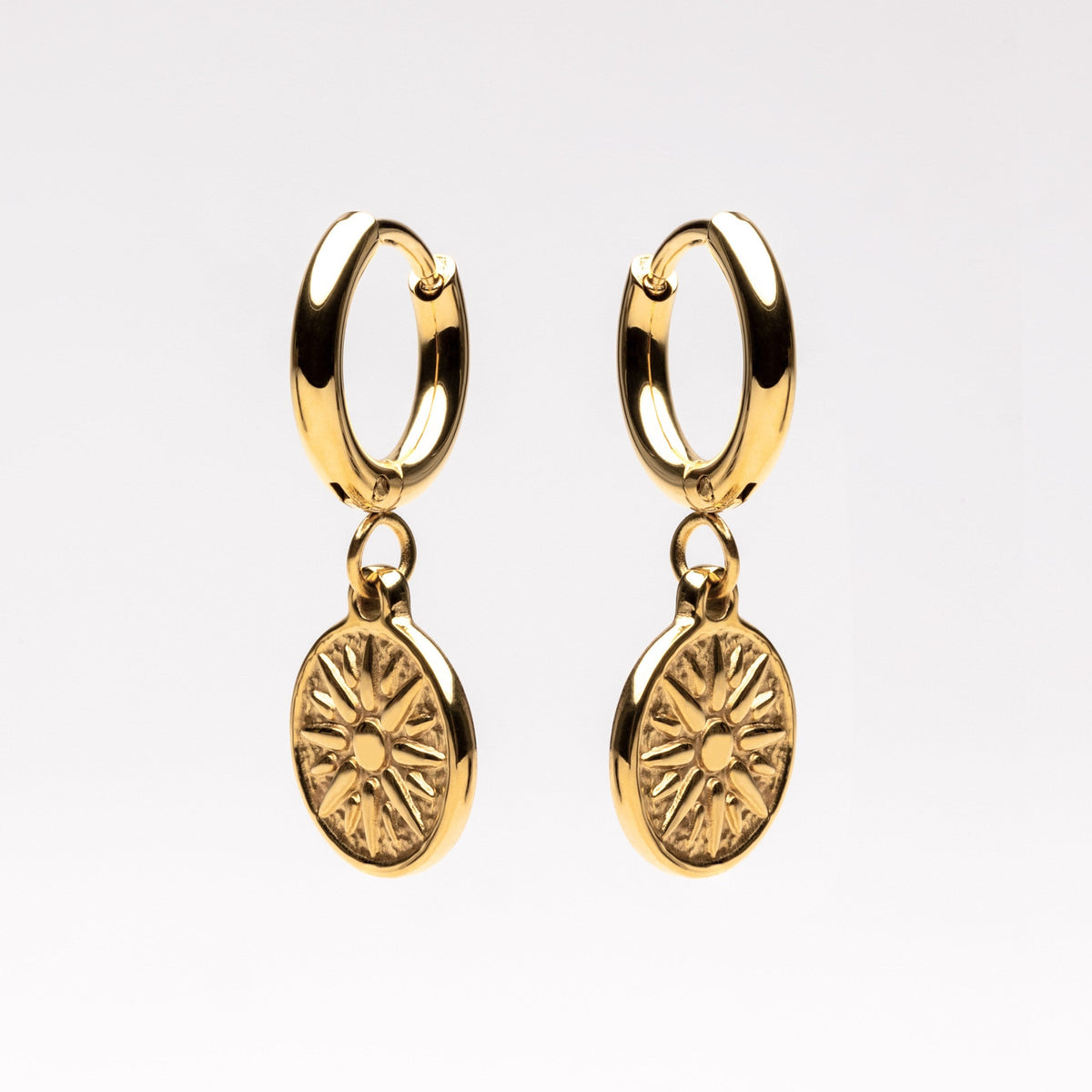 Bruce & Co Sun Disc Charm Hoop Earrings, 8 mm