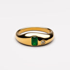 Bruce & Co Green and White Zircon Two-Stone Ring, Gold PVD Steel