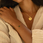 Bruce & Co Emerald-Cut Green Stone Chain Bracelet