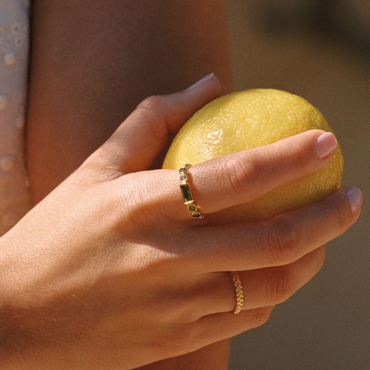 Bruce & Co Muse – Green Zircon Beaded Band Ring