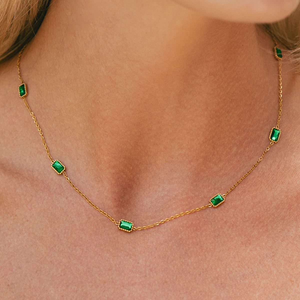 Bruce & Co Raja Ampat – Green Rectangular Station Necklace