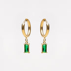 Bruce & Co Green Zircon Drop Hoop Earrings, 3 × 6 mm