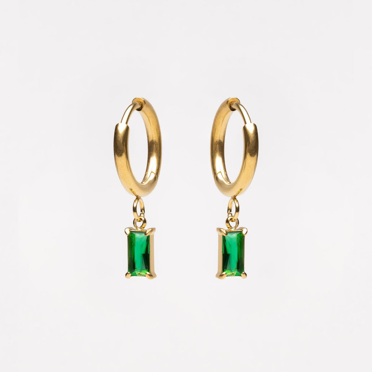 Bruce & Co Green Zircon Drop Hoop Earrings, 3 × 6 mm