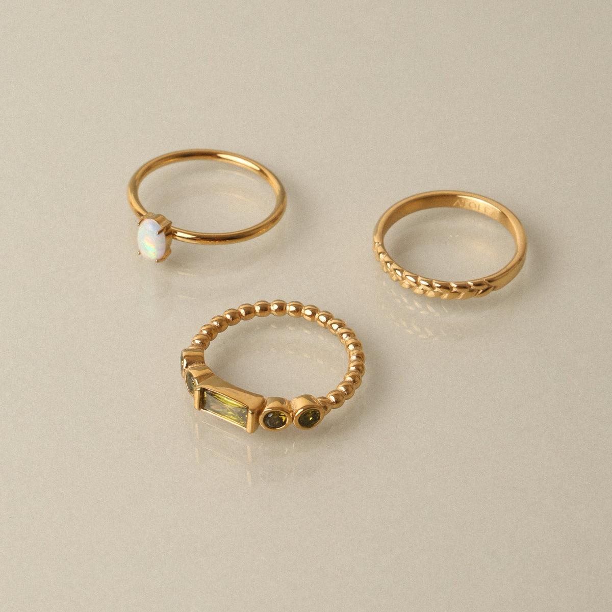 Bruce & Co Muse – Green Zircon Beaded Band Ring