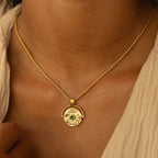 Bruce & Co Gaia – Green Stone Coin Pendant Necklace