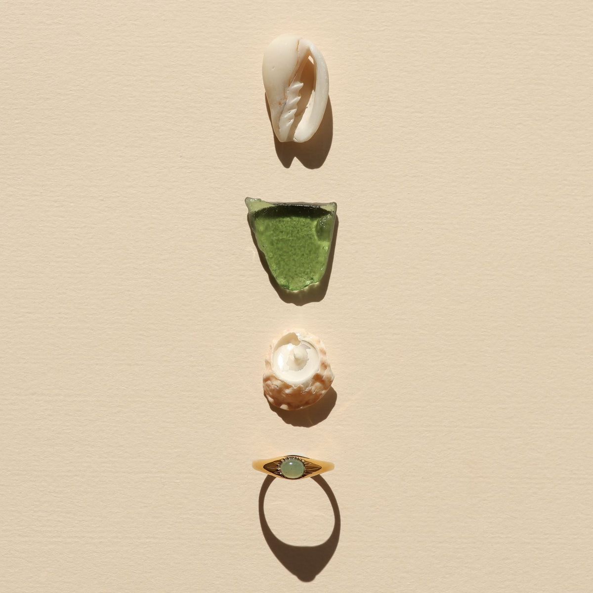 Bruce & Co Oasis – Green Jade Stone Ring, Steel