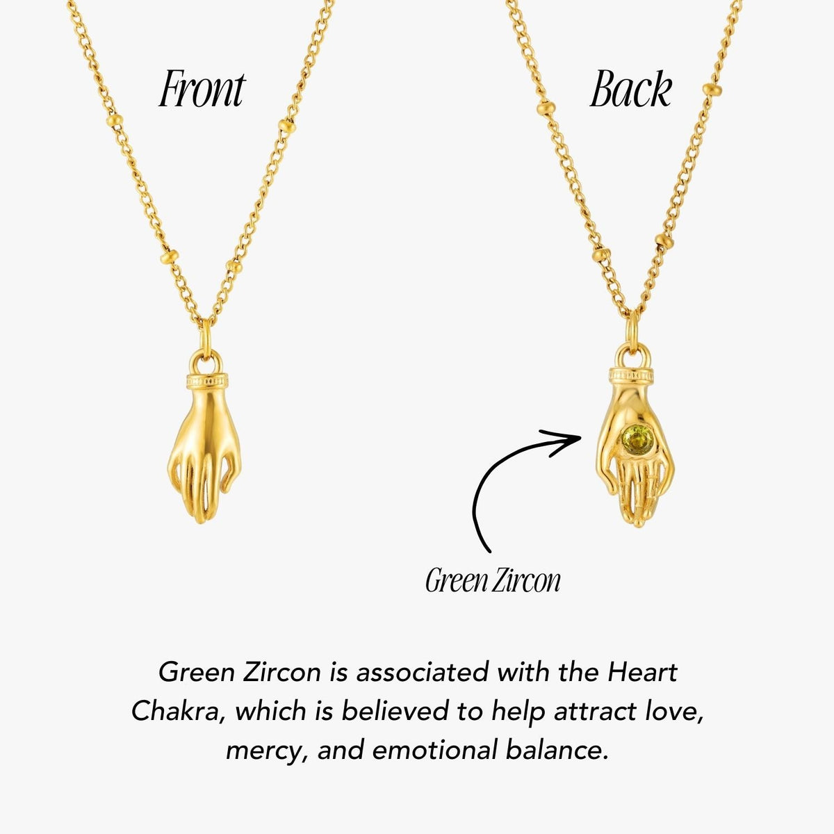 Bruce & Co Hand Pendant Necklace with Green Zircon