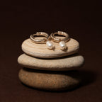 Bruce & Co Hammered Pearl Hoop Earrings, 12 mm