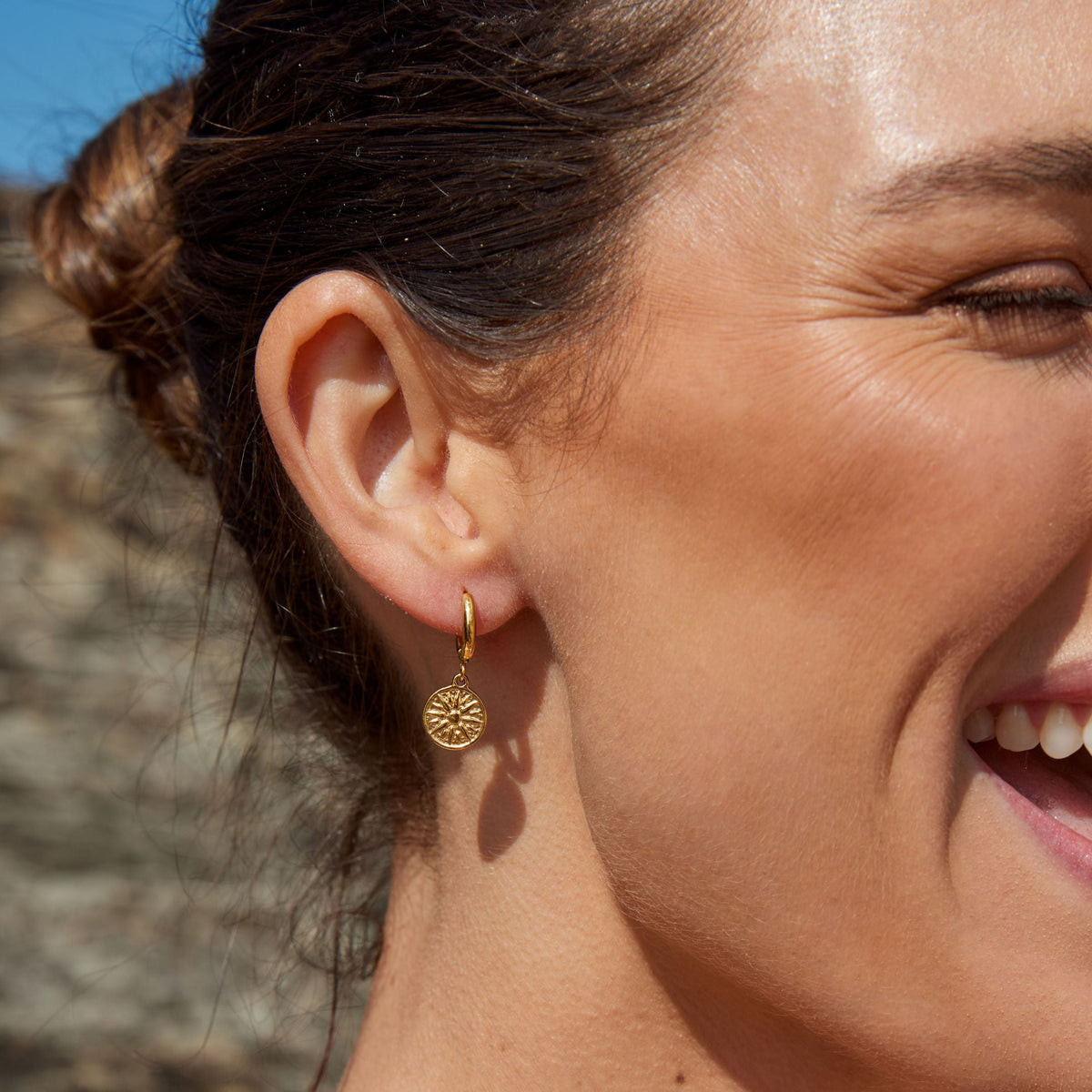 Bruce & Co Sun Disc Charm Hoop Earrings, 8 mm